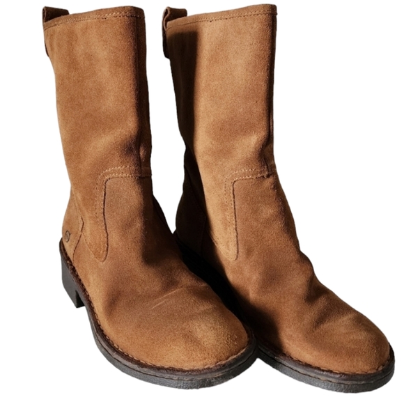 Born Shoes - BORN Women's Suede Leather Pull On Boots Chestnut Size 6.5